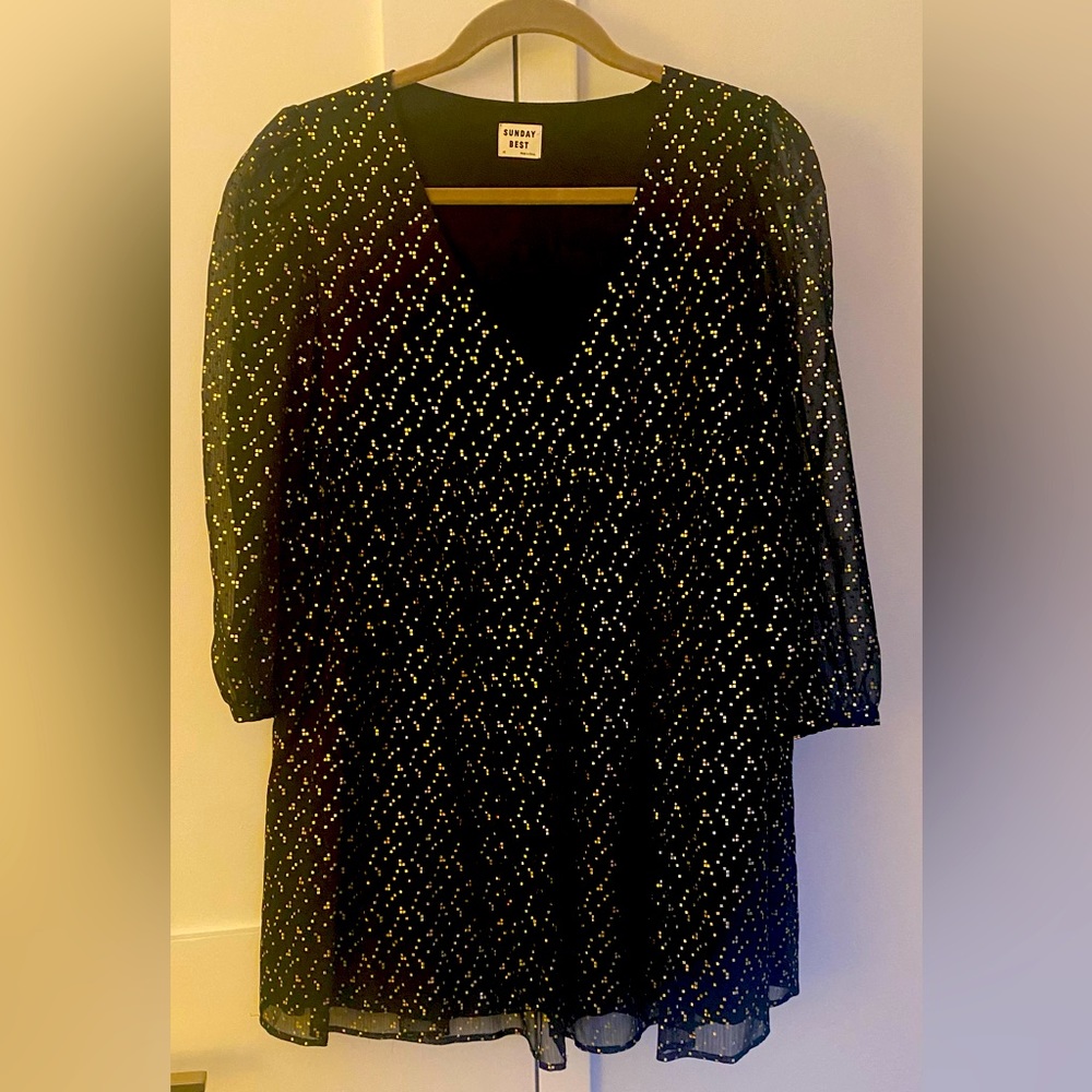 Black dress with gold detail - great for holiday parties